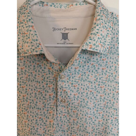 Hickey Freeman Performance Golf Polo Shirt Men's Sz XL w/ Cactus/Palm - Picture 2 of 7